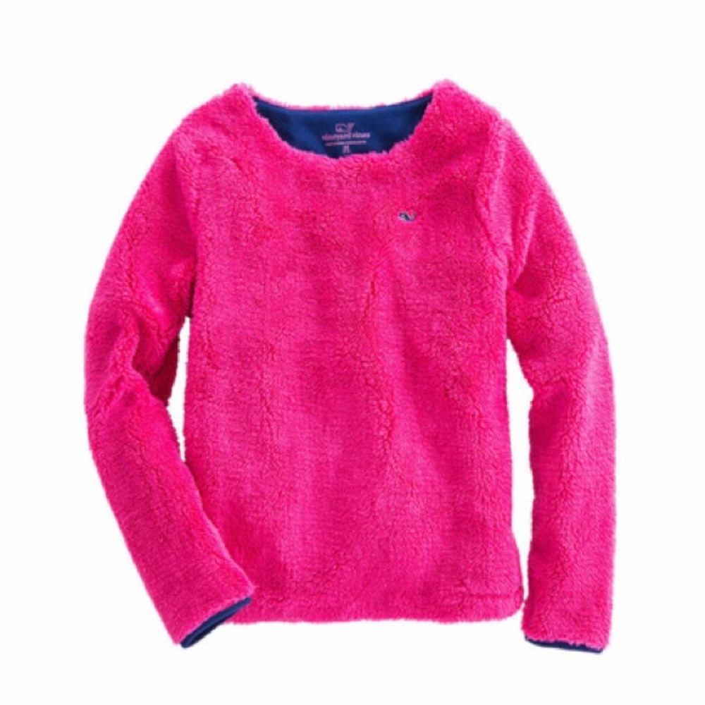 Vineyard Vines Youth Girls Pink Fuzzy Sweatshirt L